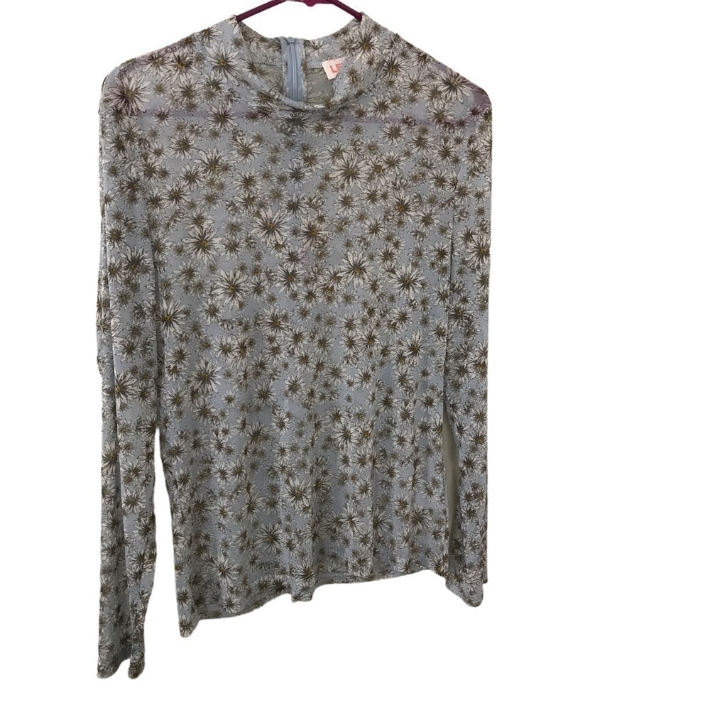 3/$15 Leyden sheer spandex blend blue floral long sleeve top